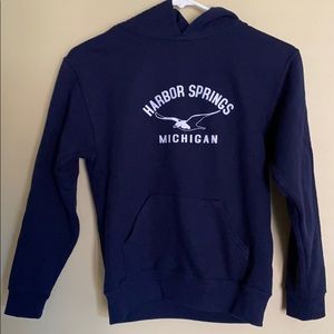 Navy blue and white Harbor Springs sweatshirt